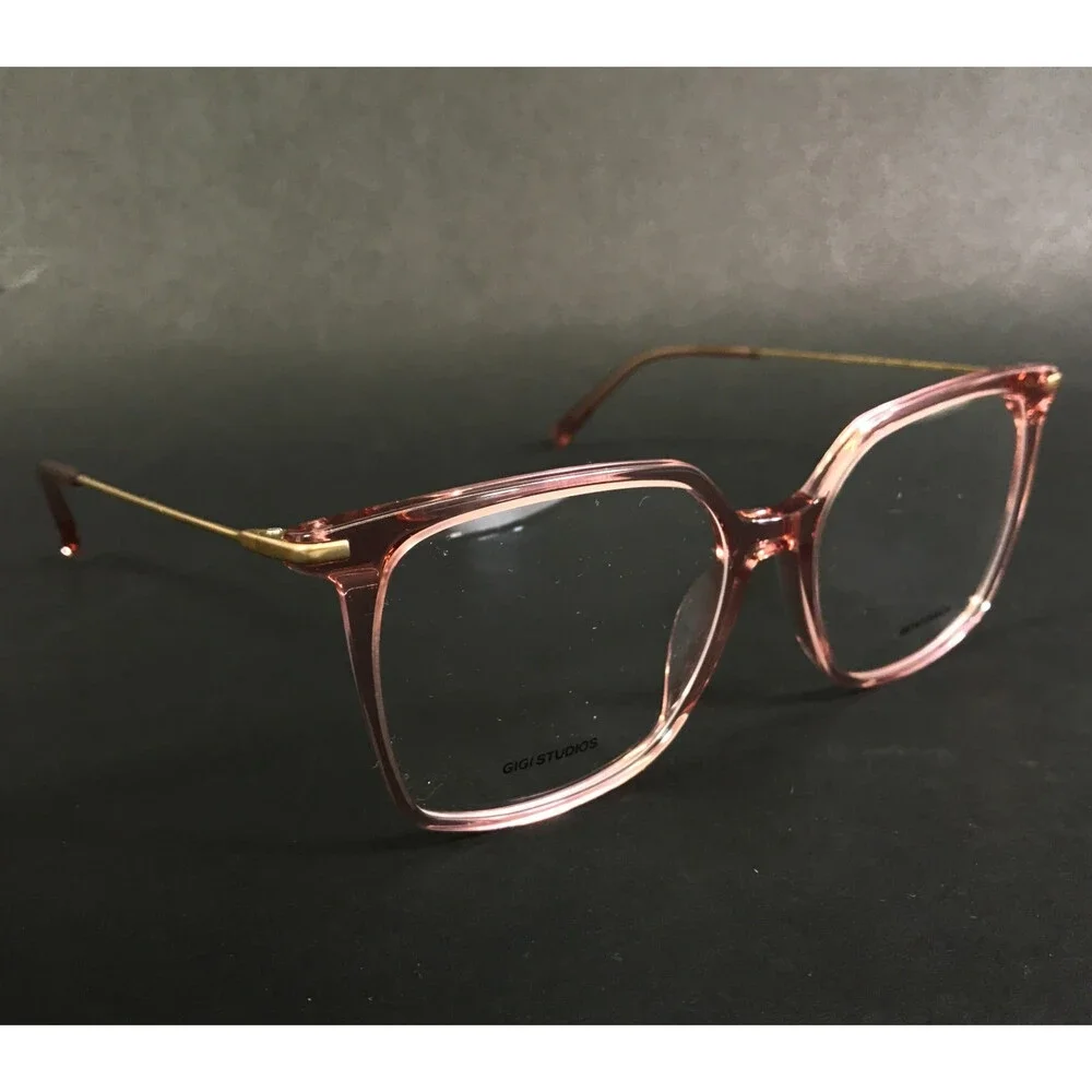 Gigi Studios Eyeglasses Frames AMARA GS8002/050 Clear Pink Matte Gold 55-16-145